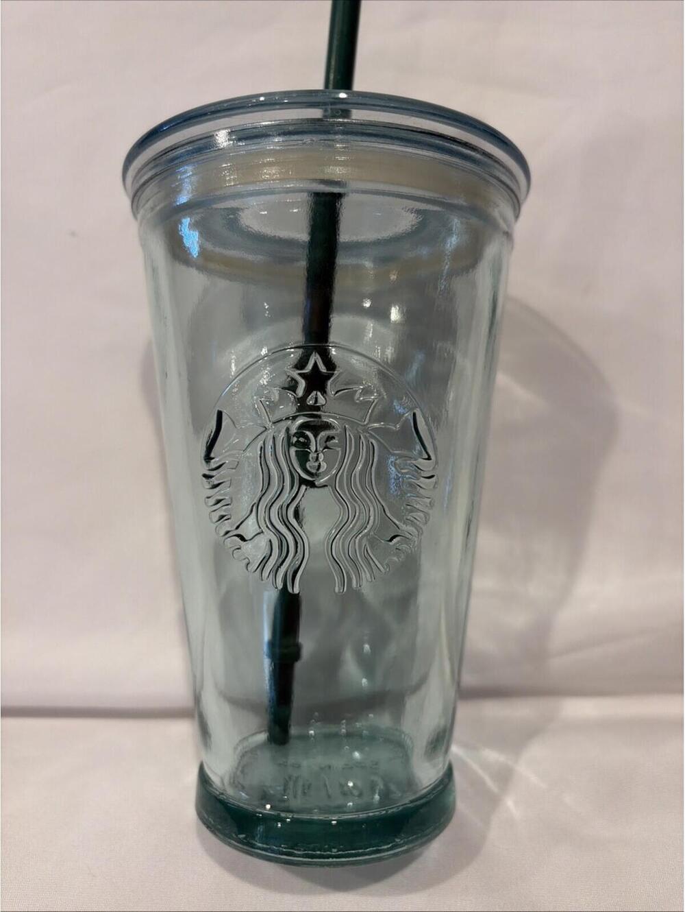 Starbucks Cold to Go 16oz Grande Recycled Glass Limited Ed Spain w/ Straw & Lid